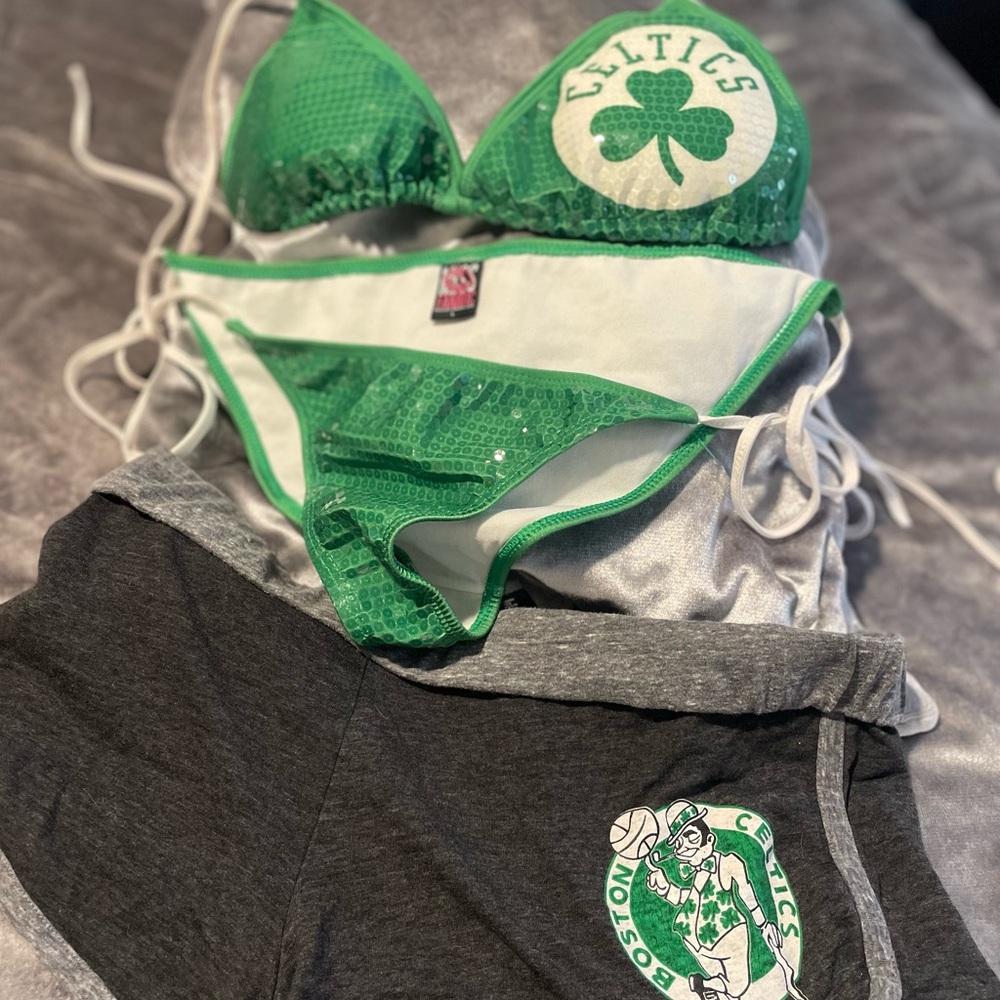 sequin bikini and shorts